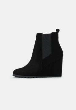 ofertas 🤩 Anna Field LEATHER WINTER BOOT - Wedge Ankle 😉 Boots - Botines De Tacón - Black, Mujer ✔️