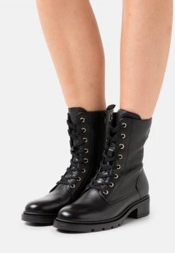 Presupuesto ⌛ Anna Field LEATHER - Botines Con Cordones - Black, Mujer ✔️