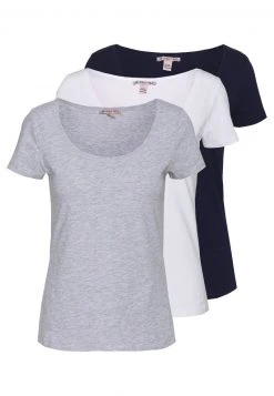 Descuento ✨ Anna Field 3 PACK - Camiseta Básica - White/navy/light Grey Melange, Mujer 👏