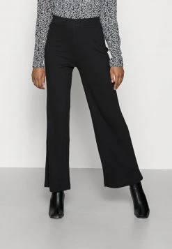 Venta express 👍 Anna Field RIBBED WIDE LEG TROUSERS - Pantalones - Black, Mujer ⭐