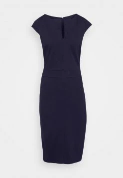 Lo mas barato 🤩 Anna Field CAP SLEEVES STRAIGHT V NECK DETAILING MINI ✨ DRESS - Vestido De Tubo - Dark Blue, Mujer ❤️