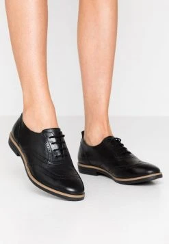 mejor venta 👍 Anna Field LEATHER FLAT 🌟 SHOES - Zapatos De Vestir - Black, Mujer ⌛