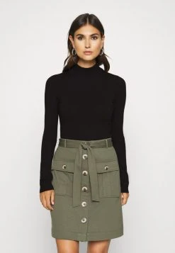 Presupuesto ⌛ Anna Field MOCK NECK BASIC - Jersey De Punto - Black, Mujer ⭐