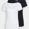 mejor venta ✔️ Anna Field 2 PACK - Camiseta Básica - Black/white, Mujer 👏