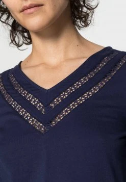 mejor venta 🥰 Anna Field V-NECK TAPE INSERT SLEEVE - Camiseta De Manga Larga - Dark Blue, Mujer ❤️ -Elegancia Femenina Tienda 774c68baef6b409b8e82efbeca6cf37f