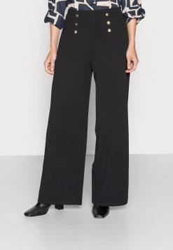 Nuevo ✨ Anna Field BUTTON WAIST WIDE LEG PANTS - Pantalones - Black, Mujer 🥰