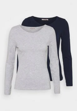 Comprar 👍 Anna Field 2 PACK - Camiseta De Manga Larga - Dark Blue/mottled Light Grey, Mujer 😀