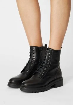 Descuento ✨ Anna Field LEATHER - Botines Con Cordones - Black, Mujer 🧨