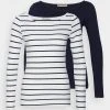 Lo mas barato 🧨 Anna Field 2 PACK - Camiseta De Manga Larga - White/navy, Mujer 🎁 -Elegancia Femenina Tienda 96ff49af2d0d4d85831b53a4a91e3c7f