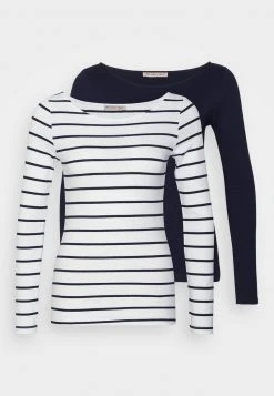 Lo mas barato 🧨 Anna Field 2 PACK - Camiseta De Manga Larga - White/navy, Mujer 🎁