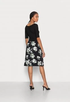 Cupón 🎁 Anna Field BOAT NECK PRINT DRESS WITH SOLID SKIRT - Vestido Ligero - Black, Mujer ✨ -Elegancia Femenina Tienda 9a53f68303d64a4a921881e640ff1053