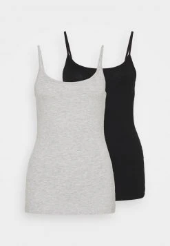 Mejor precio 😉 Anna Field 2 PACK - Top - Black/mottled Light Grey, Mujer ❤️