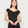 Cupón 🧨 Anna Field GATHERED BUST ROMANTIC TOP - Camiseta Básica - Black, Mujer ❤️