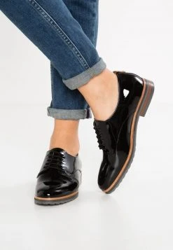 mejor venta ⌛ Anna Field LEATHER FLAT SHOES - Zapatos De Vestir - Black, Mujer 💯