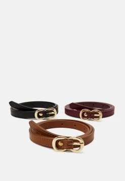 Presupuesto 🔔 Anna Field 3 PACK - Cinturón - Black /bordeaux/cognac, Mujer ❤️